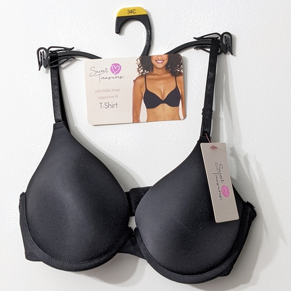 SIZE 34C BLACK WOMEN'S T-SHIRT BRA, NWT - Picture 1 of 3